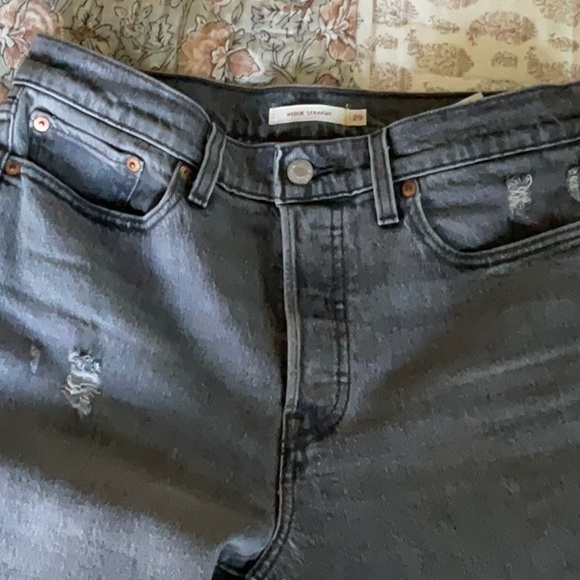 Levis Premium Wedgie Straight Break a Leg Jeans Womens Size 29 Gray Denim - Picture 4 of 7